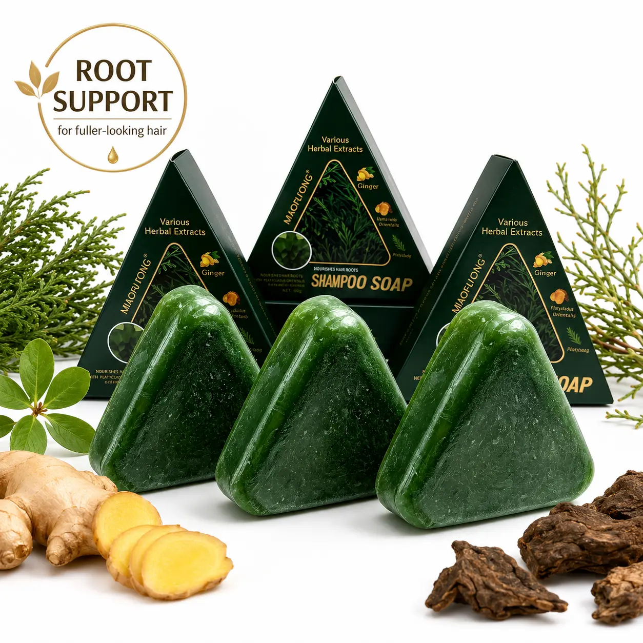 Nature Triangle Solid Shampoo Bar & 7 Green Herbal Soap Set for Normal Hair - Rich Foam, Deep Cleansing, Refreshing Scalp, Calming, Hair-Strengthening, Eco-Friendly, Travel-Friendly (Beauty & Personal Care, Haircare Treatment)