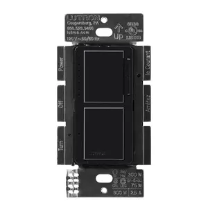 Lutron MACL-L3S25-BL Maestro LED+ Dual Dimmer and Switch, 75W LED/2.5A Fan, Single Pole, Black