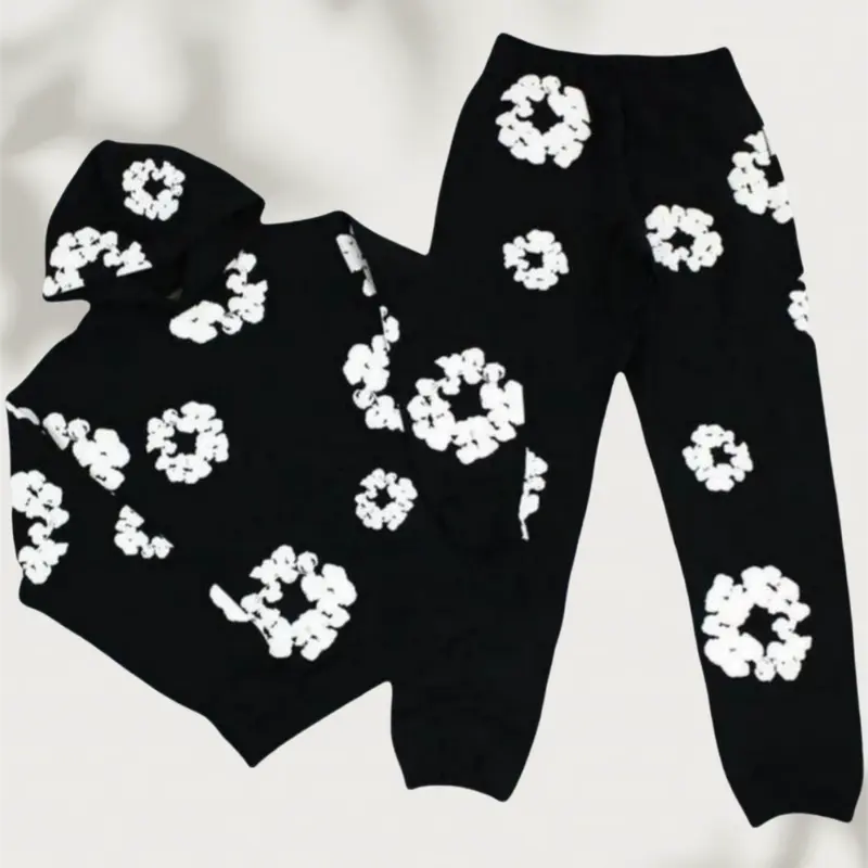 streetwear Essentials Hoodie Set| Athleisure Hoodie Duo|  Foam Print & Breathable Fabric for Outdoor Chic|