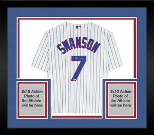 Framed Dansby Swanson Chicago Cubs Autographed White Nike Replica Jersey - Fanatics Authentic Certified
