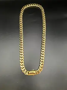 Men's Miami Hip-Hop Cuban Necklace, 14mm Plated, Durable Design, Perfect Gift for Him, Stylish Jewelry Accessory
