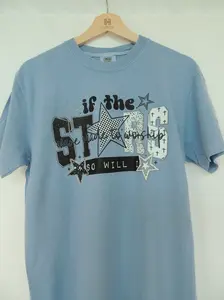 Retro If the Stars Were Made to Worship - Short Sleeve Tee in Washed Denim