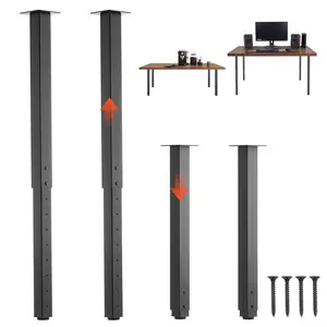 VEVOR Adjustable Table Legs, 24-40 in Square Steel Furniture Legs, 1200 lbs Max Load Heavy Duty, Quick Installation, Ideal for Home Office Desk DIY, Coffee Dinner Bar Tables, Workbenches, 4 PCS, Black