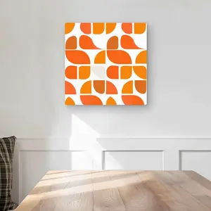212 MAIN 16x16 in. Glossy Aluminium Metal Print Hanging Wall Art - Modern Abstract Artwork, Orange-Tone Zig Zag Photo, Home Decoration for Stylish Rooms