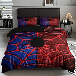 2/3pcs Spider-Man Logo Pattern-themed Luxury Duvet Cover Set(1* Duvet Cover+1/2*pillowcase,no Filling)Skin-friendly Soft Digital Printed,New Year, Birthday And Holiday Gifts For Family ! Bedroom Bedding Set All Season Use Machine Washable