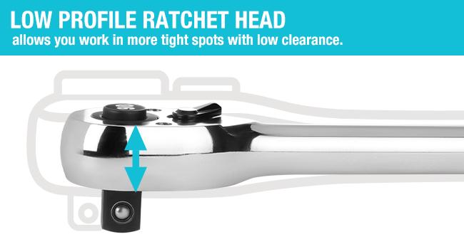 #backtoschool DURATECH Extra Long Handle 1/2-Inch Drive Ratchet, 90-Tooth Quick-release Ratchet Wrench with 20" Extra Long Handle, Teardrop Ratcheting, Reversible, Chrome Alloy Made, CR-MO Head,Full Polished
