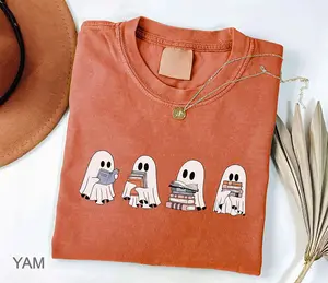 Сute Ghost Reading Books Shirt, Ghost Reading T-shirt, Books Lovers Shirt, Summerween Tee, Halloween Ghost T-shirt, Bookish Halloween Tshirt