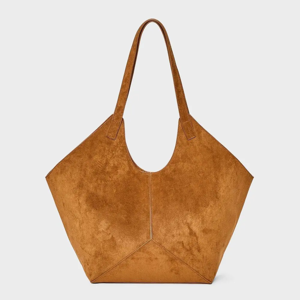 Slouchy Faux Suede Tote Handbag - Universal Thread Tan