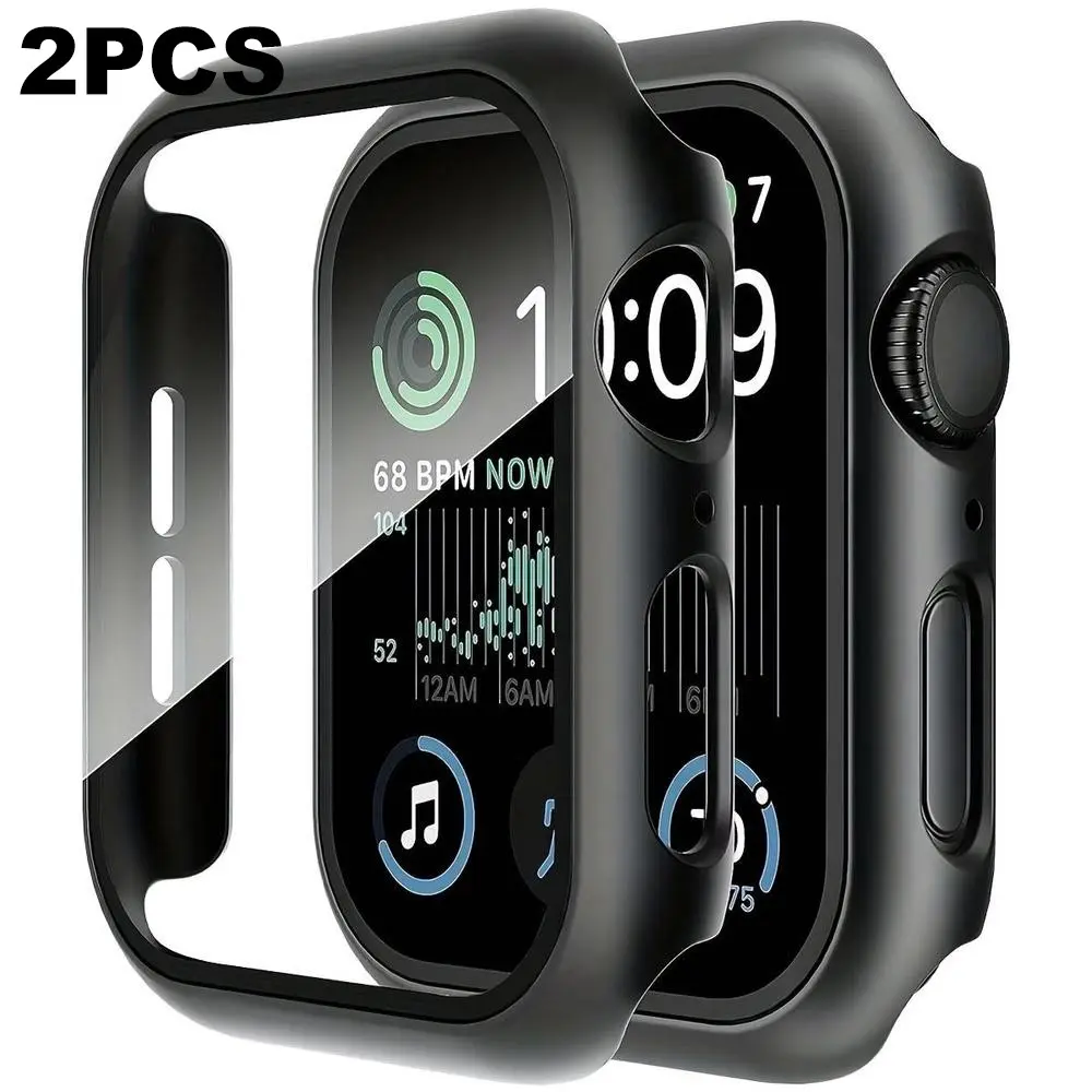 2 Piece Set Apple Watch Case with Tempered Glass Film, for Apple Watch,Ultra Thin Anti-Scratch Protection, Easy Install, Smartwatch Accessories, for Iwatch 6/5/4/se