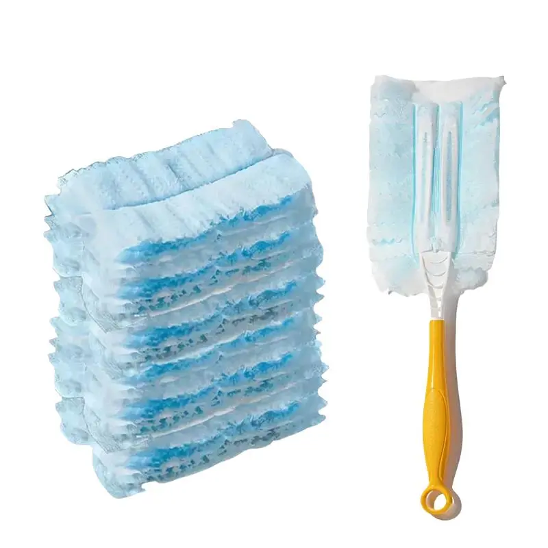 Electrostatic Dusting Brush Refills & Handle Set, 10pcs Disposable Dust Mop Pads for Floors and Furniture, Household Cleaning Tool, Home Cleaning Products, Electrostatic Duster Cloths, Multisurface Dusters, Microfiber Duster, Cleaning Supply