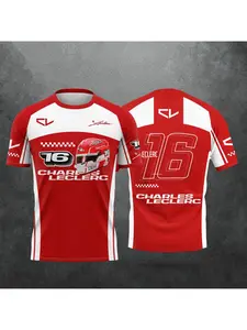 2026 new race car number 3D printed driver Charles Leclerc men's and women's shirts, summer casual, short sleeved T-shirt, Top