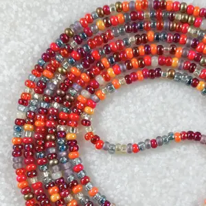 JUICE & BERRIES - Tie On Waist Beads - 45 to 60 inches Waistbeads - Organic Mix - Orange Waistbeads - Multi-Color Waistbeads - Made By Venus Waistbeads