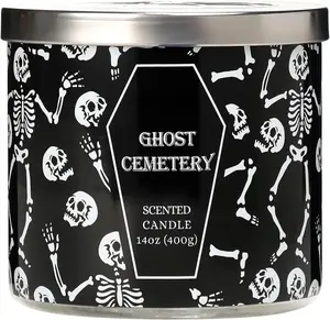 Halloween Candle, Halloween Scented Candle, Ghost Cemetery Candles, Large 3 Wicks Candles,  Soy Wax,Gifts for Women,14oz