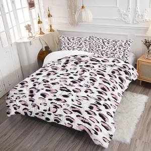 2/3 Pcs Pink Leopard Printed Comforter Set, Cozy Wild Animal Print Bedding Set, Comfy Bedding Set, Ideal Choice For Creating A Light Luxury, Perfect Choice for Bedroom and Dormitory Bedding Decor