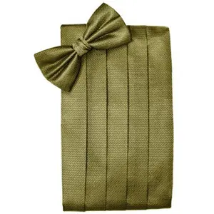 Gold Herringbone Cummerbund and Bow Tie Set