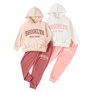 Girl's Tracksuit Sets 4 Piece Outfits Cute Hoodie Matching Jogger Sweatpants Clothes Set for 3-14 Years