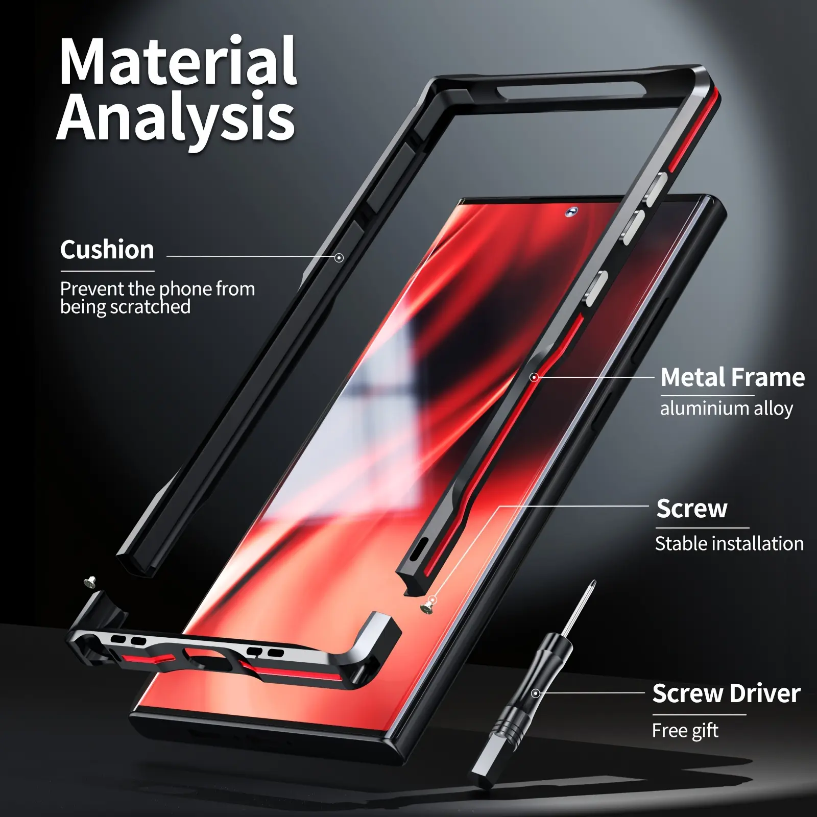 for Samsung Galaxy S26 S25 S24 S23 S22 Ultra S21+ A72 A52 Case Drop Protection Phone Case Ultra-Durable Phone Case - Lanyard Equipped, Shockproof, and Scratch-Resistant Aluminum Alloy Protective Frame Case - Durable, Lightweight, Sleek Design