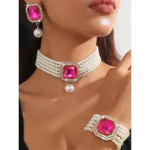 Elegant Fashion Jewelry Set, Luxury Necklace & Bracelet & Earrings, Fashion Jewelry for Party, Daily Decor, Trendy All-match & Exquisite Jewelry for Birthday Gift