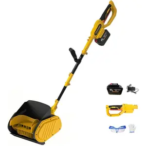 12" Cordless Electric Snow Shovel with  & Charger, 20v  Snow Blower Thrower  by 6.0 Ah Lithium, Detachable Brushless Snow  Kit (Goggles & Gloves) for Snow Clean