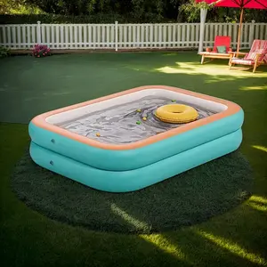 1pc Portable Foldable Pool - Multi-Size Options, 4-6 Person Capacity, 3-Layer Durable Design, No Electricity Needed, 158.5gal+ Capacity, 1/2 Inflation Valves for Indoor/Outdoor Family Gatherings, Summer Essential