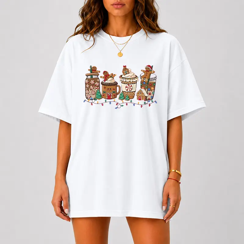 Comfort Colors Gingerbread Christmas T-Shirt, Cute Holiday Drinks Tee, Gingerbread Man Christmas Shirt, Festive Winter Graphic Tee