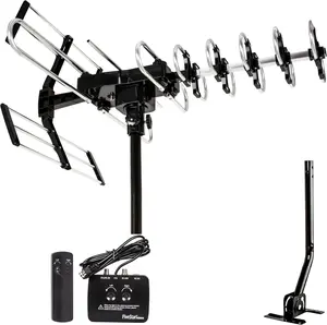 Five Star 2026 Outdoor Digital Amplified HDTV Antenna - up to 200 Mile Long Range, Two-way Directional 360 Degree Rotation by Remote Control, Built-In Bubble Level, Tool-Free Setup, and Intelligent Gain for HD 4K 1080P FM Radio