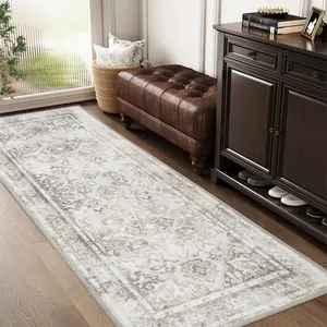 [SummerVibes] MontVoo Hallway Runner, Vintage Boho Distressed Design, Machine Washable, Non-Slip, Super Soft, Easy-to-Clean Area Rugs for Entryway, Kitchen, Bathroom, Corridor & Laundry Room, Summervibes