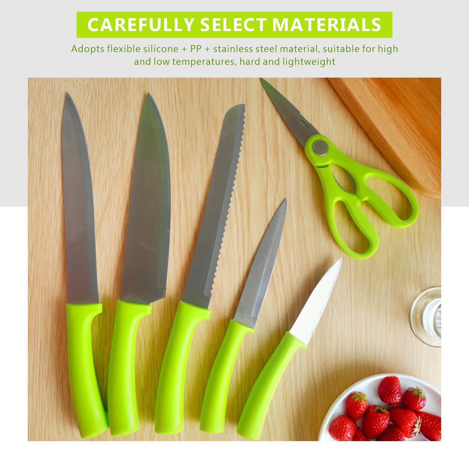 15PCS knife holder kitchen knife set: Japanese style knife, meat/vegetable knife, chicken bone knife, German steak knife storage built-in sharpener - stainless steel washable dishwasher suitable for women, wives, Mother's Day, pink/white/black