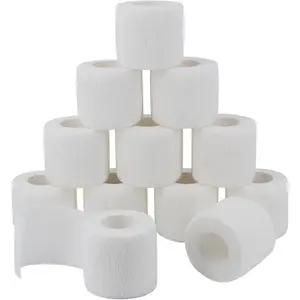 Self Adherent Wrap Bandages Self Adhering Cohesive Tape Elastic Athletic Sports Tape for Sports Sprain Swelling and Soreness on Wrist and Ankle 12PCS 2 in X 14.7 ft (White 12pcs)