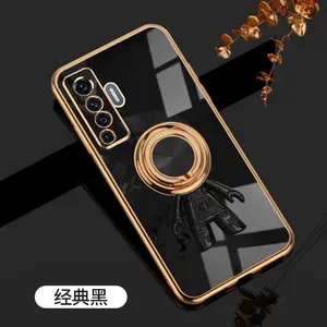 For VIVO X50 6D Astronaut Electroplated Ring Stand Phone Case HNTKR-0191
