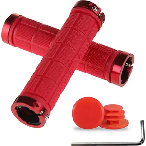 Bike Handlebar Grips Rubber Comfortable Bicycle Handle Grip for MTB/BMX with Plastic End Caps