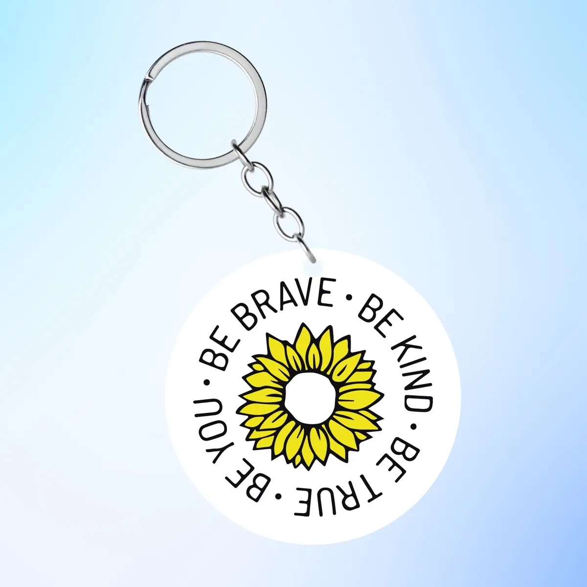 Be Brave Sunflower Acrylic Keychain Plastic