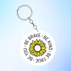 Be Brave Sunflower Acrylic Keychain Plastic