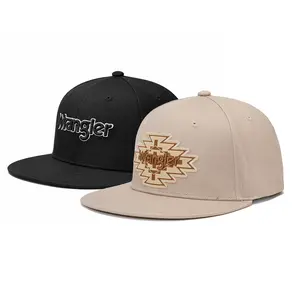Wrangler Flat Brim Snapback Hats 2-Pack – Western Embroidered Canvas Caps for Men & Women, Adjustable, One Size Fits All