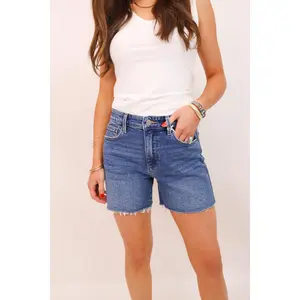 High-Rise Medium Denim Mom Shorts