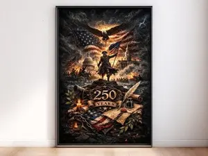 [Sale Up To 50%][No frame, Free Ship] America 250th Anniversary Poster, Revolutionary War Decor, Patriotic USA Wall Art, 1776 Independence Print