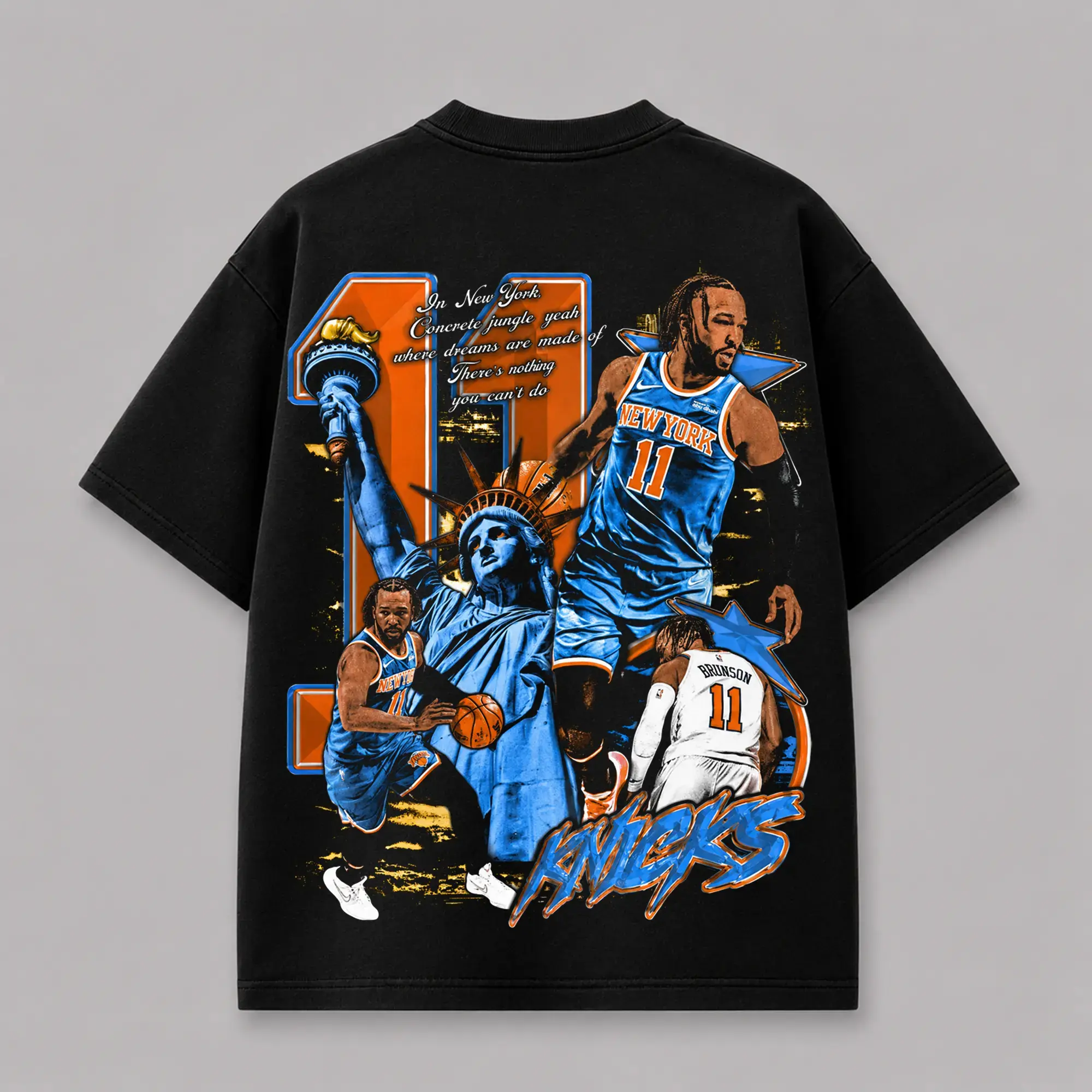 [100% Heavyweight Cotton] Retro Jalen Brunson 11 The Brunson Burner Vintage Wash Graphic Tee | Knicks Nation Basketball Streetwear | Oversized Fan Apparel | Perfect Father's Day Gift