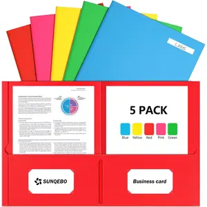 Two Pocket Folders, 5 Pack Paper Folders with Pockets, Thick Textured Paper File Folders, Fit Letter Size Paper, 5 Assorted Colors for Office, Home, Business, School Supplies