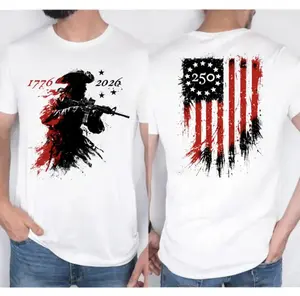 250 Years Celebration Double Sided Shirt, Modern Patriot 1776 2026 Tee, American Flag Heritage Top, Tactical Revolutionary Soldier Tee, Unisex Fitted Short Sleeve Tee