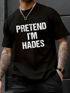 100% Cotton Unisex Pretend I'm Hades Costume Greek God Halloween Party T-Shirt， men's autumn short-sleeved shirt, featuring maple leaf and Thanksgiving Halloween prints