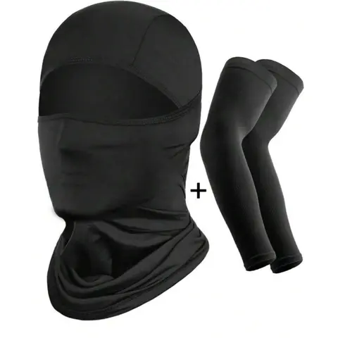 Motorcycle Balaclava Face Mask & Arm Sleeves Set, Breathable Sun Protection Face Cover & Arm Sleeves, Fashion Accessories for Men & Women