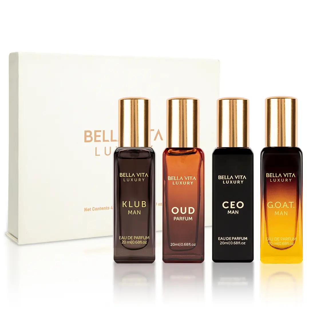 Luxury's Perfume Gift Set for Men | 4 Luxury Minis | Long Lasting | Oud, CEO Man, Klub Man, G.O.A.T.| Eau De Parfum | Portable Perfume Kit