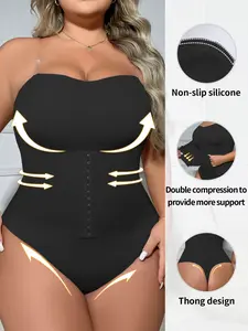 Plus Size Body Shaper One-Piece Waist Cincher, Anti-Slip Shaping Vest Front Button Strong Abdominal Support, Casual Fitted All Seasons