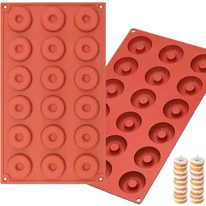 2pcs 18 Cavities Reusable Silicone Mini Donut Pan Mold Baking Tray for Home Donut Baking
