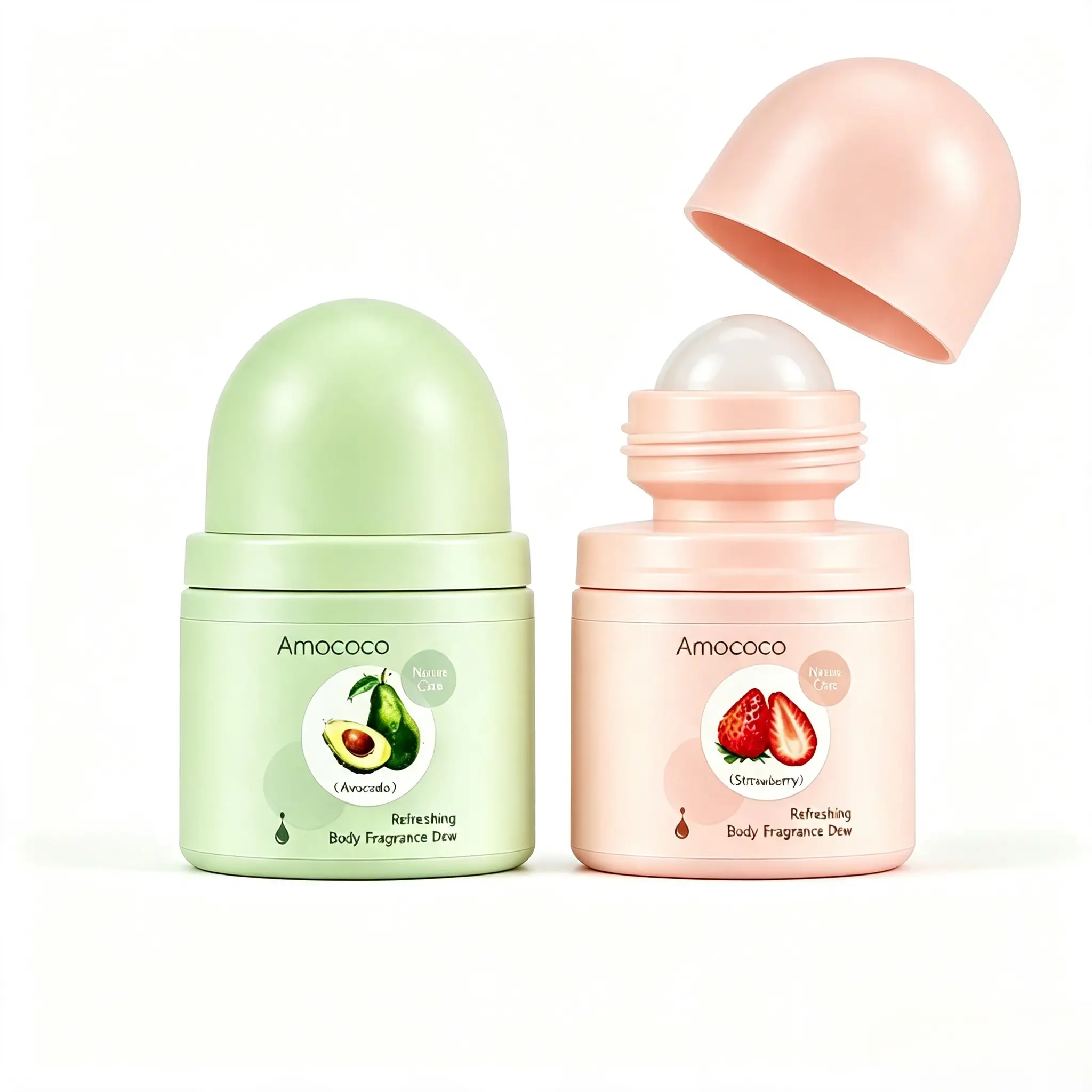 Roller ball Body Antiperspirant40ml Summer Underarm Roller ball Antiperspirant Remove Odor Fresh Long Lasting Refreshing Non-Greasy Easy to Carry Avocado & Strawberry Fragrance For Men & Women Suitable for all Skin Types