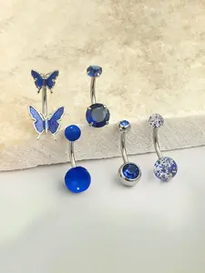 Women's Fashion Butterfly Belly Ring Set, Body Piercing Navel Jewelry for Beach Vacation Parties, Festival & Personal Style