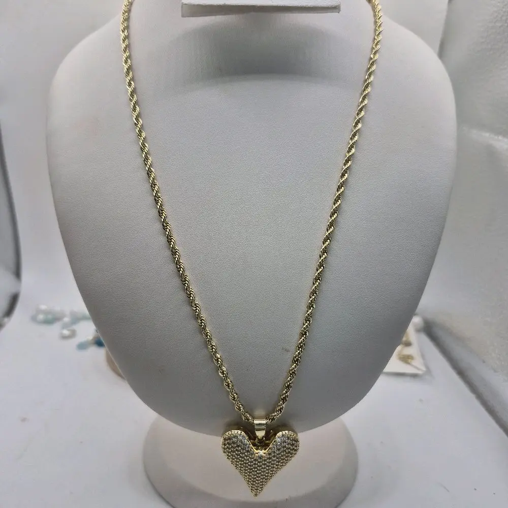 heart with chain plated gold 14k