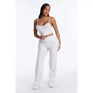 Sequin Bride’s Night In Cami PJ Pant Set - White