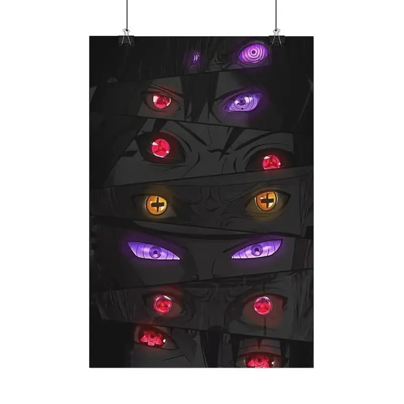 Naruto Anime Eyes Wall Art Poster - Uchiha Sharingan, Rinnegan, Sage Mode Minimalist Aesthetic Decor - Premium High-Definition Print for Bedroom, Dorm, Gaming Room Wall Decor Gift