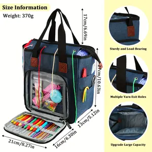 Travel Knitting Bag Large Capacity Crochet Bags for Unfinished Project, Crochet Hooks, Knitting Needles, Skein Yarn, Great Knitting & Crochet Supplies, Yarn Storage
